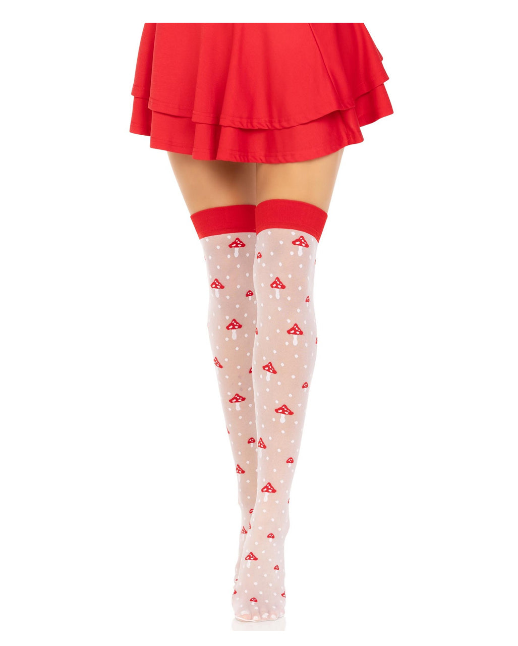 Overknees mit Fliegenpilzen