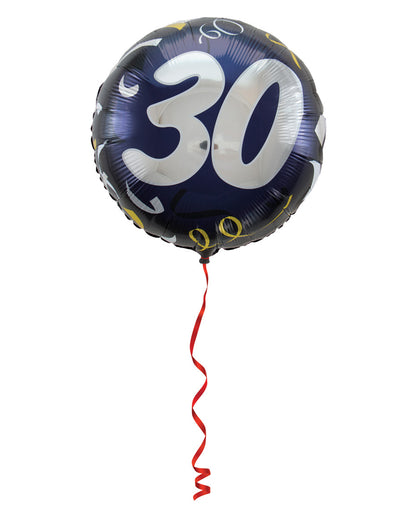 Ballon mit Zahl 30 schwarz-gold 45 cm