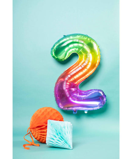 Regenbogen Folienballon Zahl 2