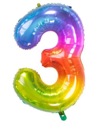 Foil Balloon Number 3 Rainbow