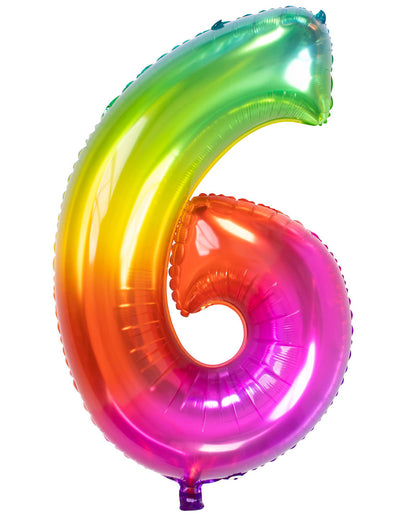 Foil Balloon Number 6 Rainbow