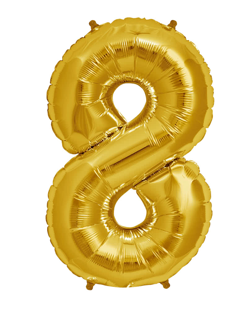 Folienballon Zahl 8 Gold