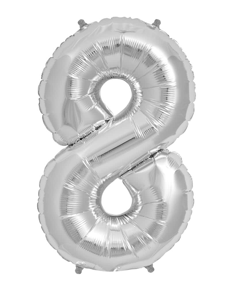 Folienballon Zahl 8 Silber