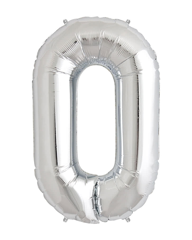 Folienballon Zahl 0 Silber