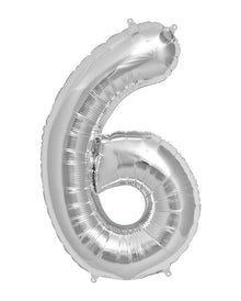 Folienballon Zahl 6 Silber