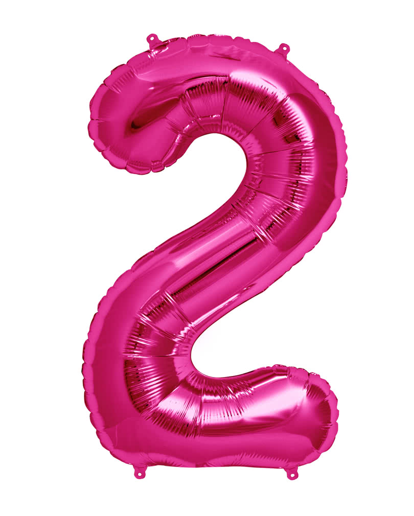 Folienballon Zahl 2 Pink