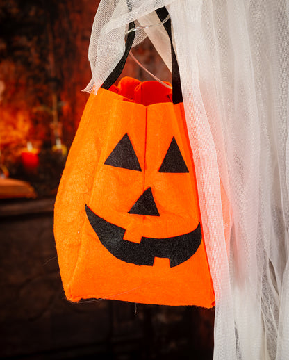 Halloween Gespenst Hängefigur mit LED & Kürbistasche 177cm
