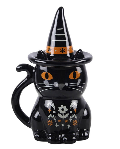 „Schwarze Katze“ Becher mit Deckel - Frightful Folk 19cm