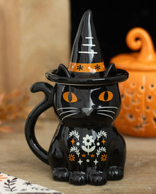 „Schwarze Katze“ Becher mit Deckel - Frightful Folk 19cm