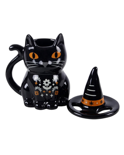 „Schwarze Katze“ Becher mit Deckel - Frightful Folk 19cm