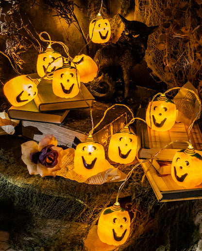 Halloween Jack O'Lantern Lichterkette mit 10 LEDs