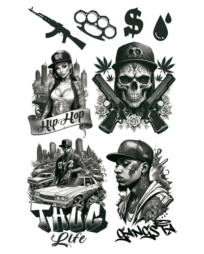 8-tlg. Gangster Klebetattoo Set