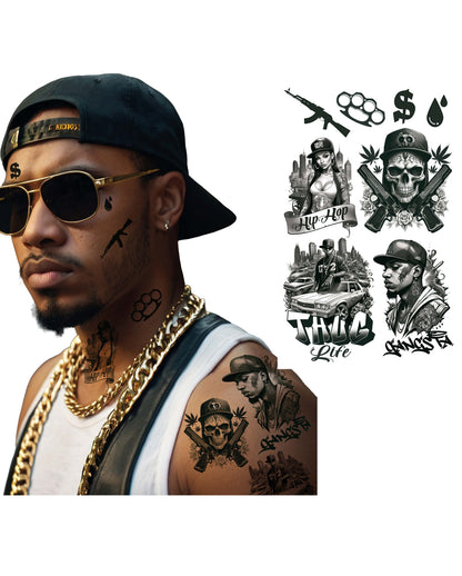 8-tlg. Gangster Klebetattoo Set