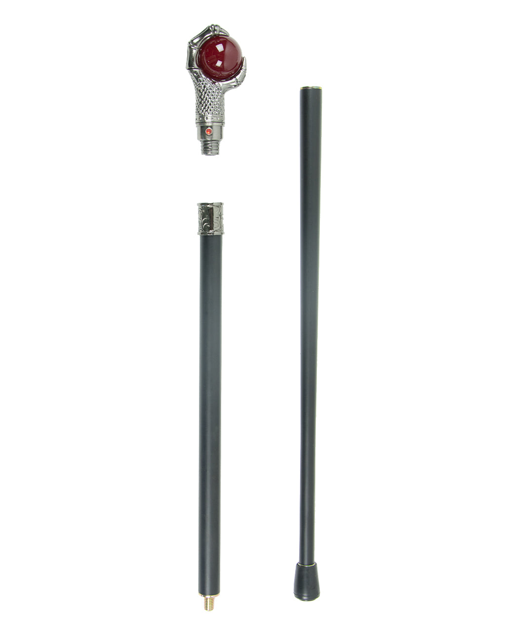 Spazierstock mit Drachenklaue & roter Glaskugel 95cm