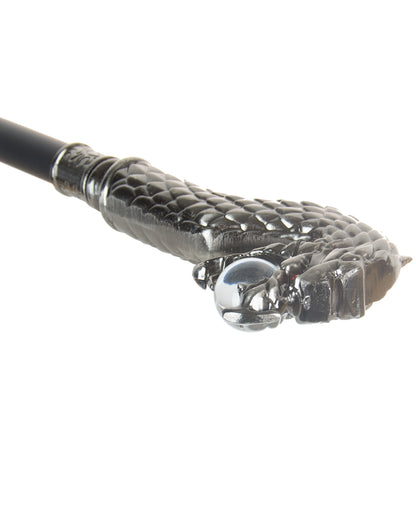 Walking Stick Silver Dragon With Red Eyes