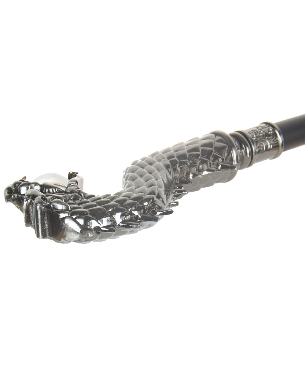 Walking Stick Silver Dragon With Red Eyes