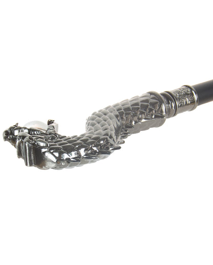 Walking Stick Silver Dragon With Red Eyes
