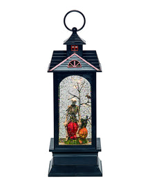 Gespensterhaus Wasserkugel Laterne mit Skelett & LED 28 cm