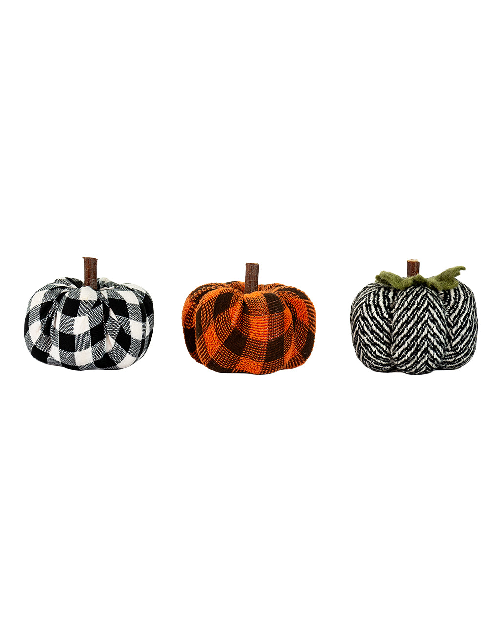 Patterned Fabric Pumpkins As Decoration Set Of 3 9x6cm