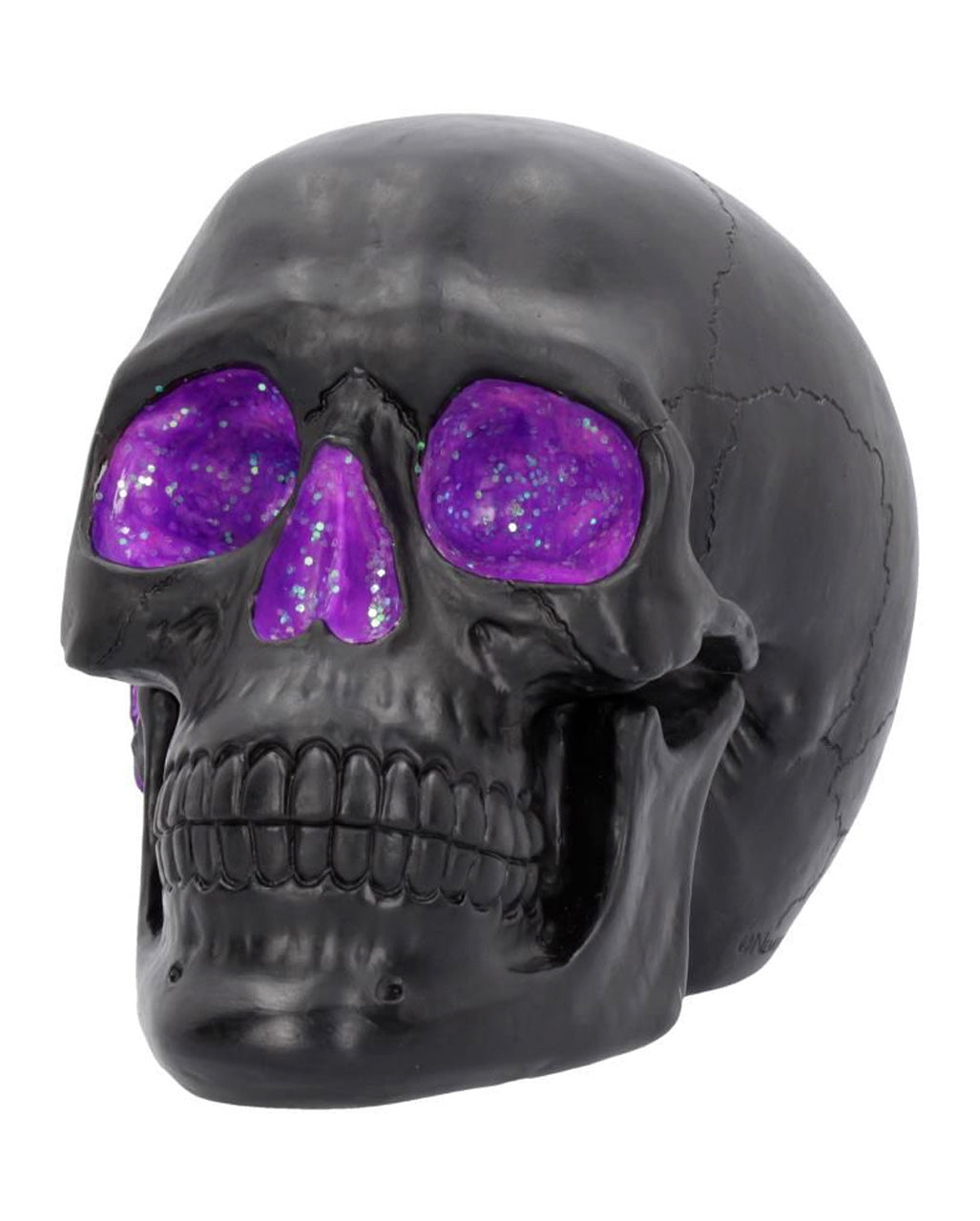 Geode Totenschädel mit Violettem Gothic Glitter