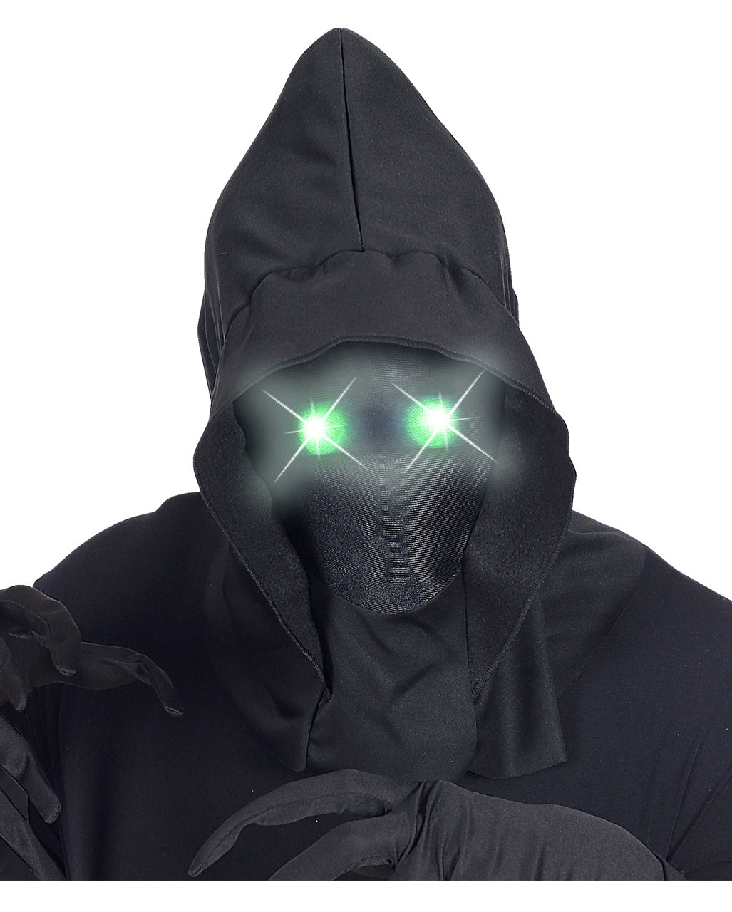 Gesichtslose Maske mit Grünen Leuchtaugen