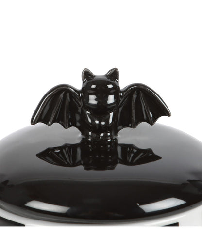Gestreifte Keksdose mit Fledermaus 20cm
