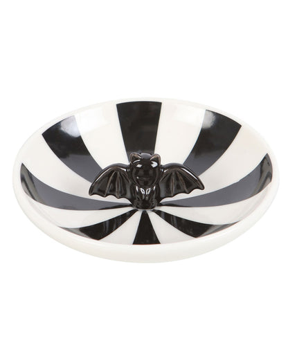 Striped, Round Jewelry Bowl With Bat 11cm Ø