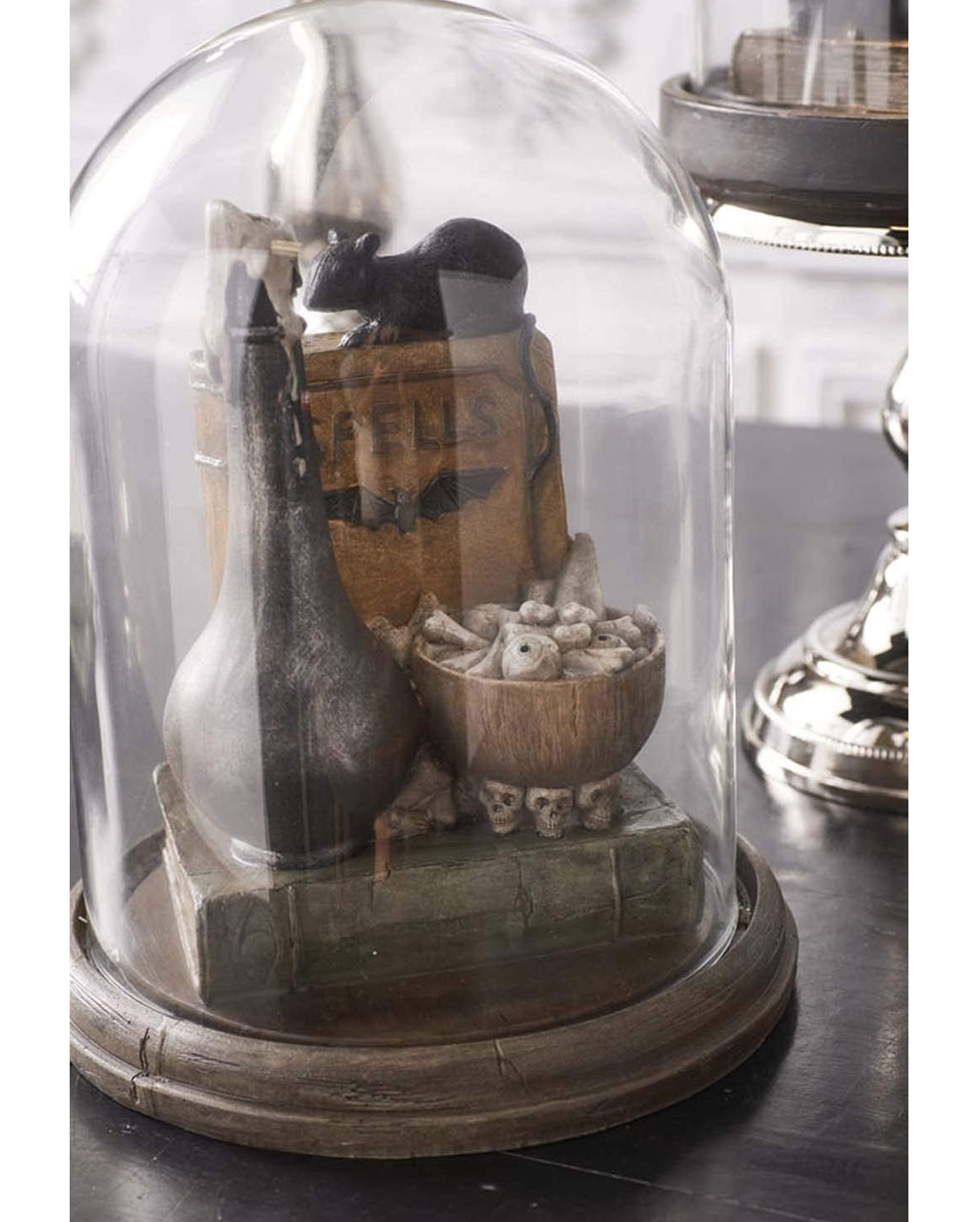 Glass Bell With Witch Potion & Magic Book 31cm