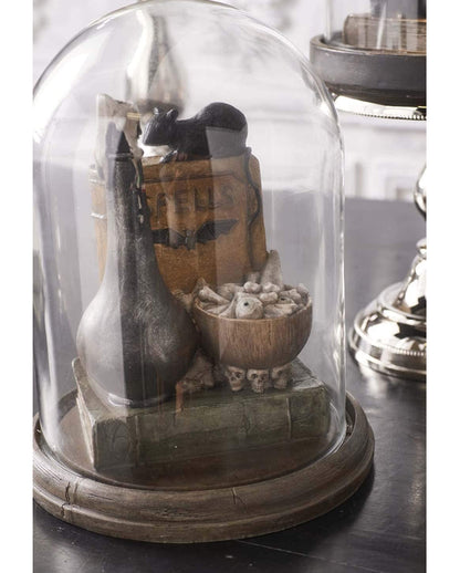 Glass Bell With Witch Potion & Magic Book 31cm