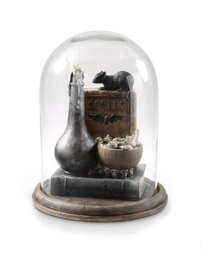Glass Bell With Witch Potion & Magic Book 31cm