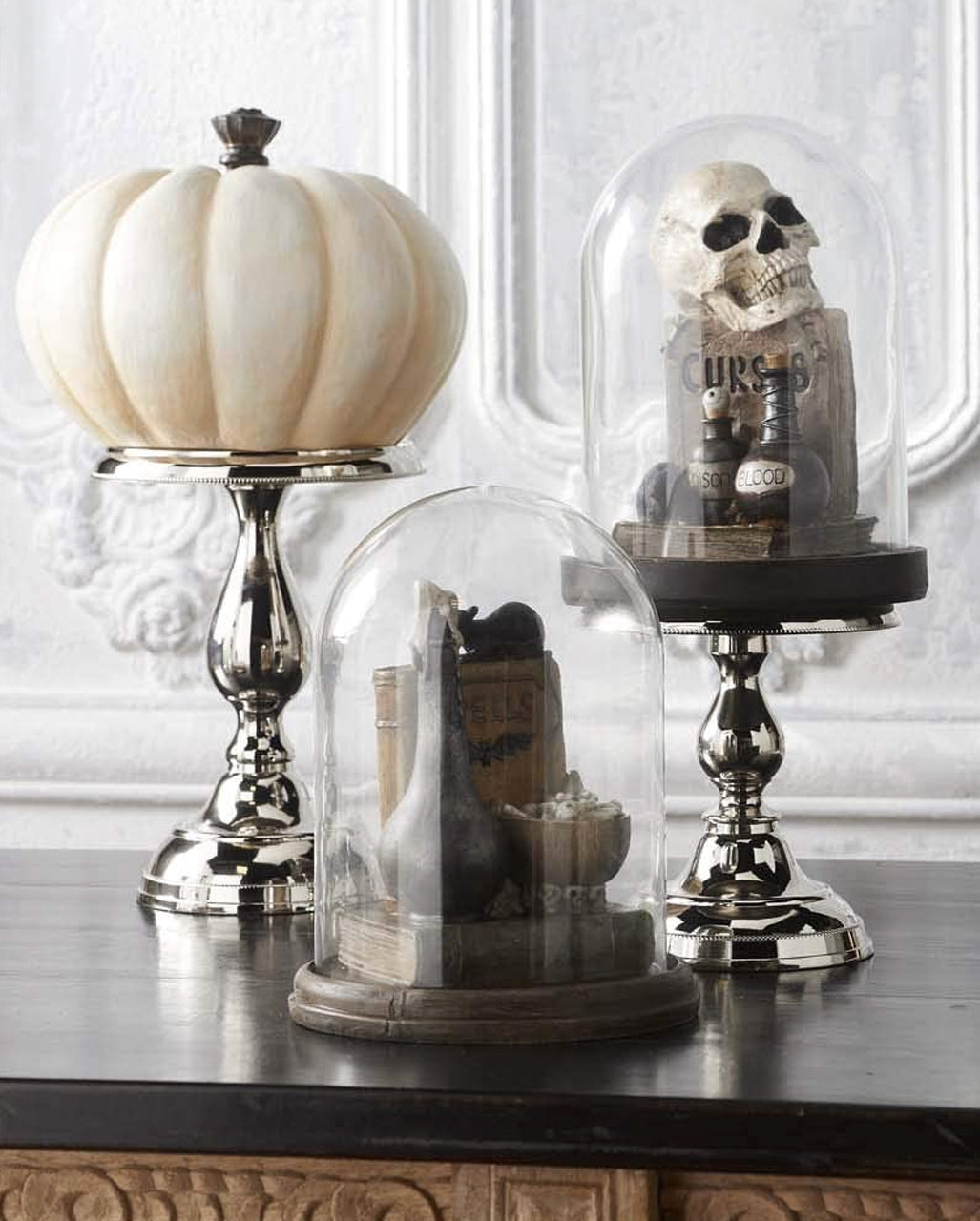 Glass Bell With Witch Potion & Magic Book 31cm