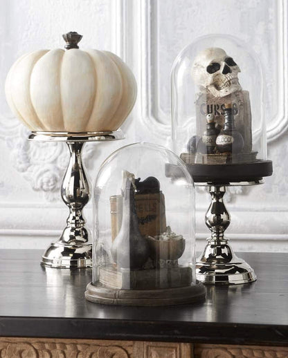 Glass Bell With Witch Potion & Magic Book 31cm