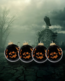 Gruselgesichter Halloween Glitzer Weihnachtskugeln Ø6,5cm 4 Stück