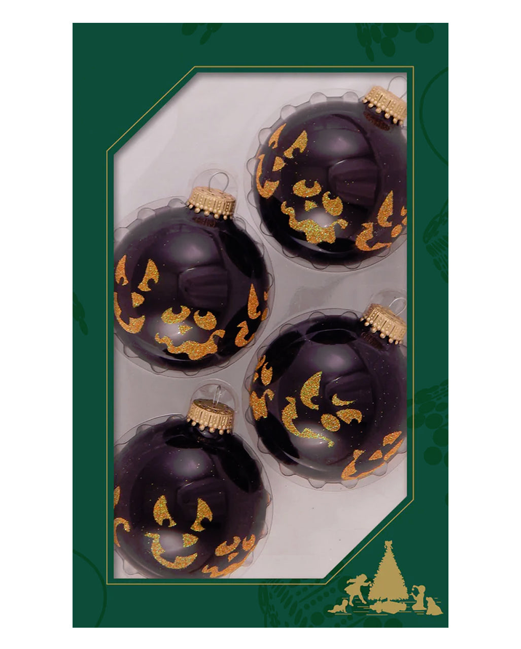 Gruselgesichter Halloween Glitzer Weihnachtskugeln Ø6,5cm 4 Stück