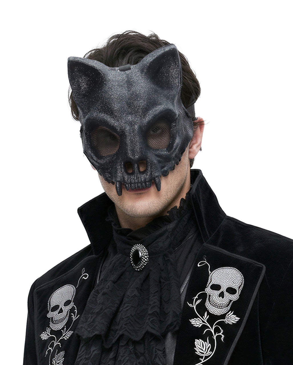 Glitter Skelett Katze Maske