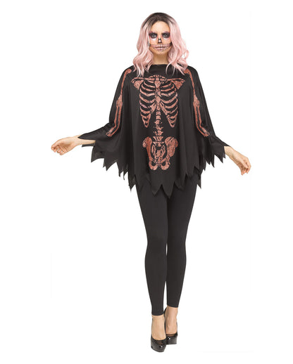 Skelett Glitzer Poncho Rosé Gold