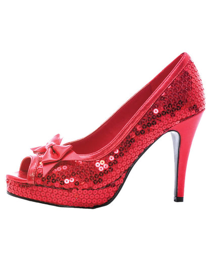 Glitter Pumps mit Lackschleife rot