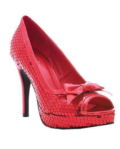 Glitter Pumps mit Lackschleife rot