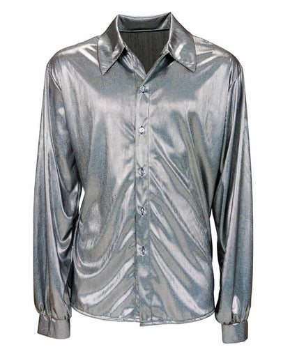 Glitzer Discohemd Silber