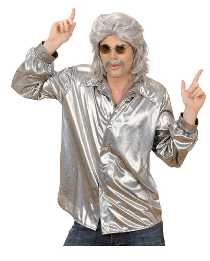 Glitzer Discohemd Silber