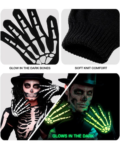 Im Dunkeln leuchtende Skelett Handschuhe