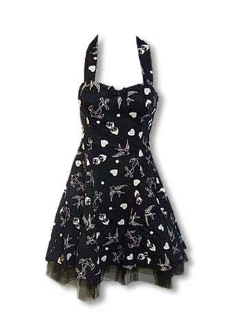 Rockabilly Tattoo Kleid schwarz weiß