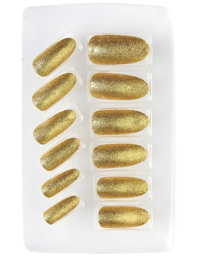 Glitzer Fingernägel Gold Selbstklebend 12 St.