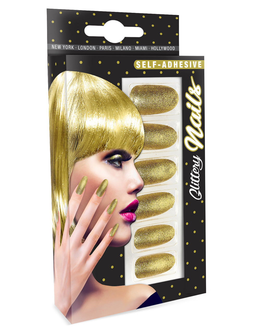 Glitzer Fingernägel Gold Selbstklebend 12 St.