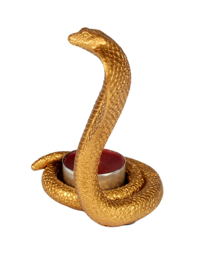 Goldener Cobra Teelichthalter 10,5cm