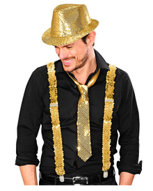 Goldene Pailletten Hosenträger