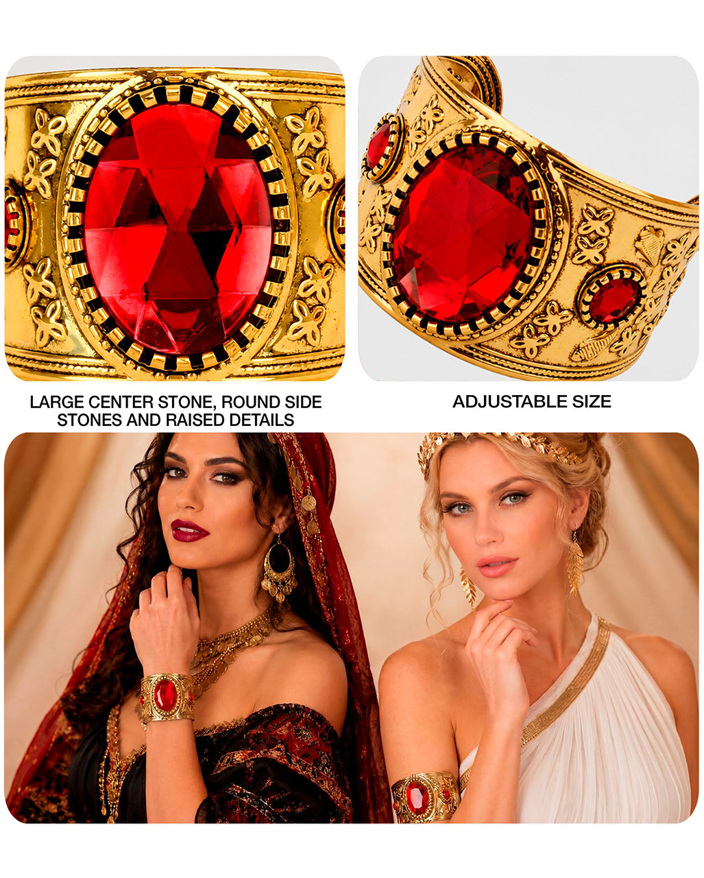 Armreif mit Edelsteinen Gold-Rot