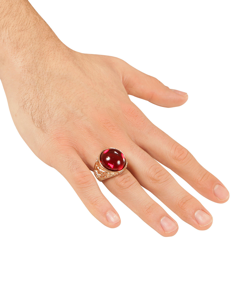 Vampir Ring Golden mit Rubinrotem Stein