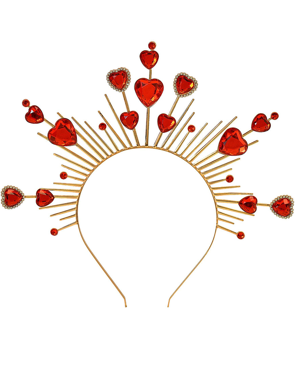 Diadem mit Herzen Gold-Rot