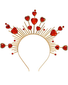 Diadem mit Herzen Gold-Rot